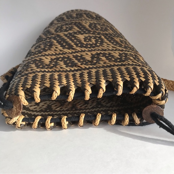 Tribal Pattern Rattan Boho Vegan Backpack Yoga Bag/Farmers Market - Picture 7 of 11